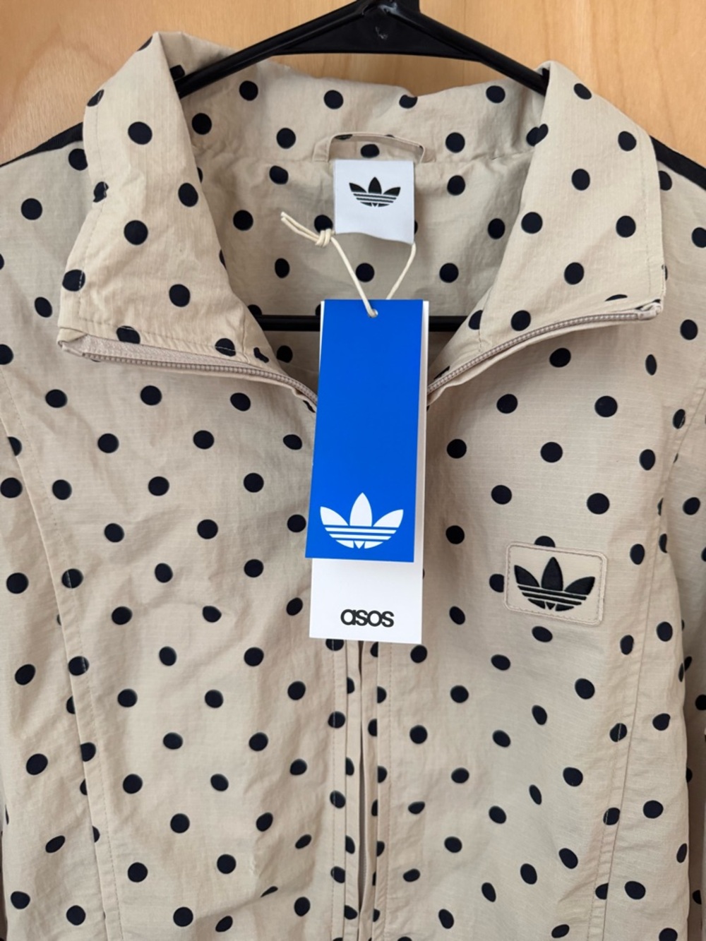 adidas x ASOS Originals Cream and Black Polka Dot Bomber Jacket - Picture 2 of 7